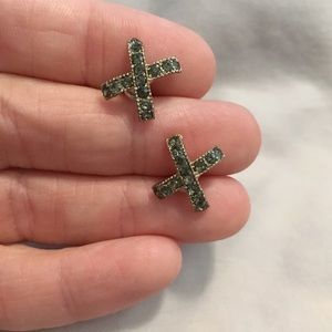 LC Lauren Conrad Gray X Crystal Stud Earrings